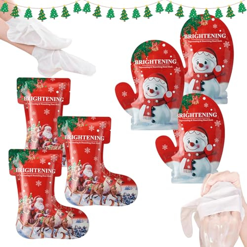 Mascarilla para pies y máscara de mano, regalos de Navidad, máscaras de manos exfoliantes y mascarilla para pies muy secos, eliminar callos de los pies, máscara exfoliante de pies y máscara exfoliante