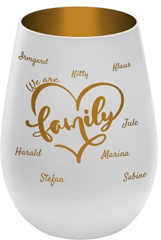 mtb more energy Personalisiertes Windlicht für Familien Weiß/Gold aus Glas mit Gravur& Namen – Motiv ' We Are Family ' – Geschenk für die Familie: Eltern, Großeltern, Geschwister…