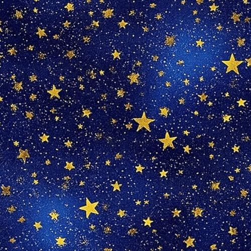 DERUINVAIO Self Adhesive Peel and Stick Wallpaper 58x300cm Golden Starry Sky Shimmering Stars Dark Blue Wall Paper Roll Waterproof Removable Contact Paper Vinyl Wrap for Furniture Living Room