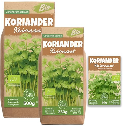 Little Plants Bio Koriander Sprossen Samen [250g] - Koriander-Samen - Koriandersprossen & Microgreens zum Keimen (inkl. Ebook)