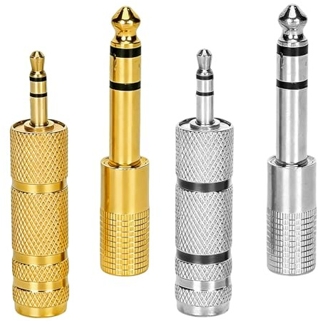 RUILILANG 4 PCS Headphone Jack Adapters, 3.5mm to 6.35mm Audio Jac Headphone Adapter, 6.35mm to 3.5mm Adapter, Headphone- Audio JackPlug Adaptor Converter for Digital Piano,Electric Keyboard