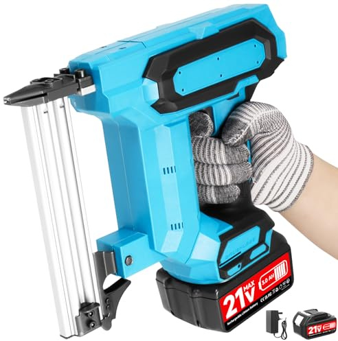 Cordless Staple Gun, 18 Gauge Electric Nail Gun with 3.0Ah Batteries, Cordless Nail Staple Gun 2-in-1 Brad Nailers/Electric Stapler Gun for Upholstery/Woodworking/Decorating/Home Improvement