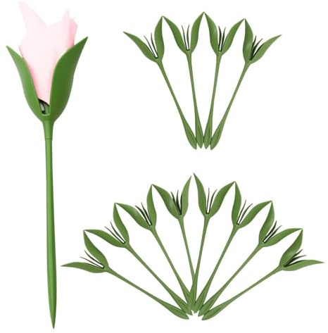 12er Pack Bloom Serviettenhalter Grüne Serviettenringe Gedrehte Blütenknospen Serviettenhalter Set von 12 für Zuhause Küche Abendessen Tischdekoration & Arrangements