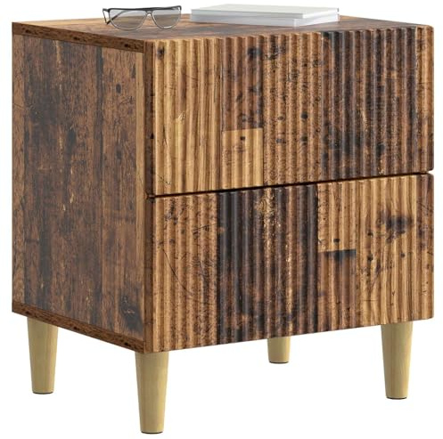 vidaXL Nachttisch Altholz 43 x 34,5 x 48 cm Holzwerkstoff, Schlafzimmer Aufbewahrung, Rechteckiger Nachttisch, Vintage-Stil, eleganter Organizer