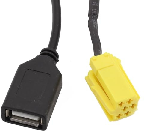 Auratrove Cavo adattatore audio USB per auto, cavo di prolunga AUX a 6 pin per Fiat Grande Punto, Alfa 159, Mini ISO dal 2007 in poi, nero
