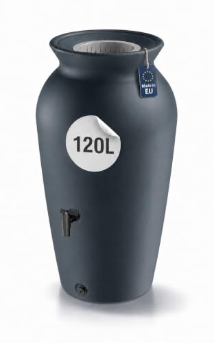 Regentonne schmal, Regenfass 120L, Wassertonne Garten, mit hahn