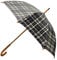 Rainbrella Klassischer Regenschirm mit automatischem Öffnen, Echtholzhakengriff, Schwarz kariert, 117 cm