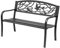 Outsunny Gartenbank 3-Sitzer Bank Terrasse Landhausstil Chic 127L x 60l x 85H cm korrosionsbeständiges Metall Epoxy Schwarz