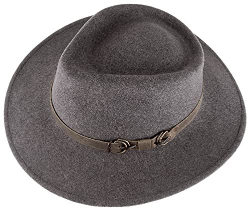 Alpenleder Hut - Modell: Padua (Handgefertigt) - Nachhaltiges Bio-Filz aus regionaler Landwirtschaft | Fedora Wollhut, Hüte Damen & Herren, Filzhut *Fair Produziert* (Größe XL (61-62cm), Dim Grey)