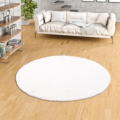 Pergamon Luxus Super Soft Fellteppich Plush Weiss Rund in 3 Größen