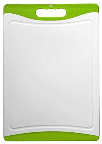 Schneidebrett,beidseitig verwendbar BPA-frei Antibakterielle Kunststoff Küchenbretter Spülmaschinenfeste Frühstücksbretter Hackbretter Antibakteriell Saftrille & Griff,bunt (Grün + Weiß,20*15*0.9cm)
