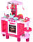 HOMCOM Cocina de Juguete para Niños Mayores de 3 Años con 38 Accesorios Luz Sonido Juegos de rol Temprano Educativo 78x29x87 cm Rosa