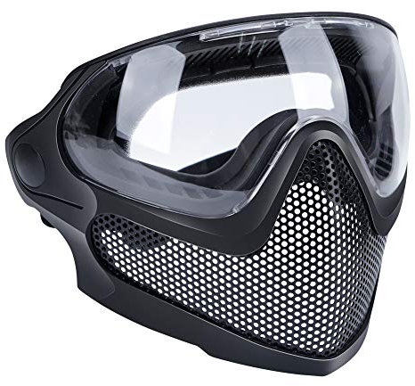 ATAIRSOFT Airsoft Maske 2 Modi Taktische Sicherheit Schutz Vollmaske Antibeschlagbrille Set mit 3 Wechselobjektiven Black