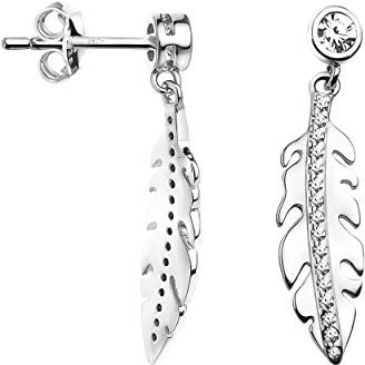 SOFIA MILANI - Damen Ohrringe 925 Silber - mit Zirkonia Steinen - Blatt Ohrhänger - 20846