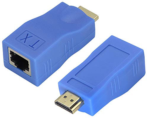 zdyCGTime HDMI Extender by cat.6/6e cable,1080P HDMI male to RJ45 female converter 4k Network ethernet adapter,cat5 to hdmi converter,Apply to HDTV,DVD,PS4,projectors,etc.(Blue/2Pack)