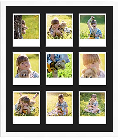 WANDStyle Polaroid Bilderrahmen Weiß, für 9 Sofortbilder, aus Holz, im Stil Modern, zum Aufhängen, Made in Germany - H950