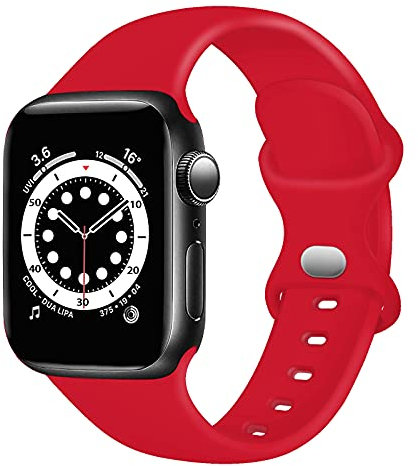 TopPerfekt - Cinturino in silicone compatibile con Apple Watch Strap 42 mm 44 mm, cinturino di ricambio in silicone per iWatch Series 6 5 4 3 2 1 SE (Rosso, 38/40mm-S/M)