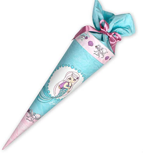 Dein Lieblingsteil Stoff-Schultüte mit Namen MEERJUNGFRAU MERMAID SCHOOL 70 cm/ 85 cm