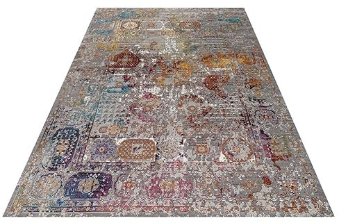 Muratap Vintage Teppich Picasso Feraghan - Traditioneller Kurzflor Teppich Klassiches Design Orient Muster, Weich und Pflegeleicht Oeko-TEX - Große: 80x150 cm - Farbe: Mehrfarbig