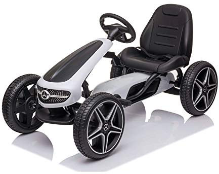 FINOOS Mercedes Go Kart - Lizenziert - Kinder Pedal Auto - Tretauto - Cart - Kettenantrieb - Eva-Reifen (Weiß)