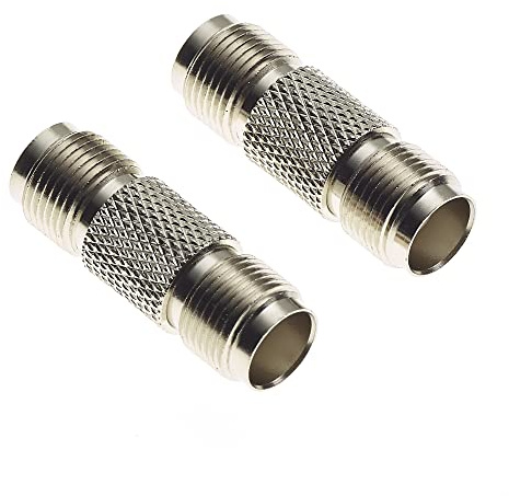 TNC Socket To TNC Socket Adaptor - 50 Ohm Low Loss Coaxial Antenna Cable Coupler Joiner For Signal Booster Amplifier, Nickel Plated F Female Straight Connector Coax Adapter Barrels - Pack Of 2