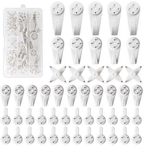 50 pezzi Ganci da per Quadri Muro.Gancio per Parete.Ganci per Chiodi Invisibili. Gancio Senza Tracce.Appendere Quadri Senza Chiodi.Attacca Quadri Senza Chiodi。Ganci per Appendere Foto,Dipinti.