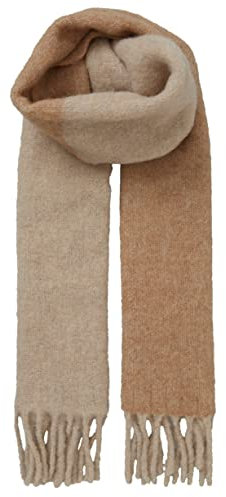 Becksöndergaard Winterschal Damen - Block Naya Scarf in Beige und Camel (Cuban Sand) - langer weicher Damenschal color block - B:32 x L:200 cm