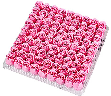 LICHENGTAI 81pcs Savon Rose Fleur, Savon parfumé à la Fleur Rose Fleur Préservé Rose Parfumée Savon de Bain Fleur de Mariage Cadeau parfumé décoration Corps Savon Rose cœur Bain pétale décoration