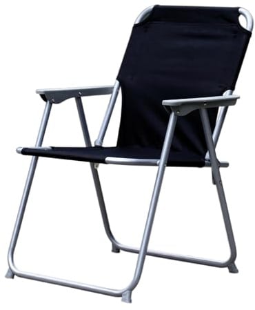 INDA-Exclusiv Campingstuhl Faltstuhl Stoff Oxfort Klappstuhl Gartenstuhl zum zusammenklappen Anglerstuhl Regiestuhl Angelstuhl Metall, Farben:Schwarz