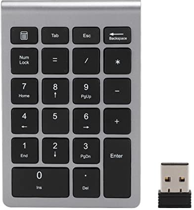 Agatige Bluetooth Wireless Number Pads, 22 Keys Numeric Keypad Portable Wireless Bluetooth Keypad Numpad Extensions for Laptop Surface Pro Tablets Windows(Iron Grey)