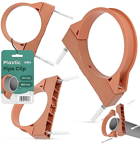 Millto™ Rohrschelle Kunststoff Halterung Rohr Klemme 160mm Stockschraube Dübel Rohrhalter Wasserrohrhalter Abwasserrohrschelle Kanalisationsrohrschelle Abwasserrohrhalterung