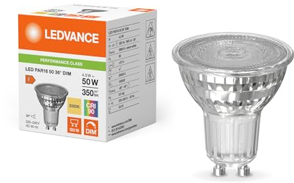 Ledvance Performance LED-Spot Reflektor GU10 PAR16 4.5W 350lm 36D - 930 Warmweiß | Höchste Farbwiedergabe - Dimmbar - Ersatz für 50W