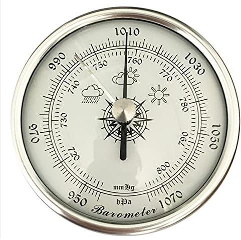 High Precision Analog Aneroid Barometer 72mm Diameter Round Fishing Barometer with PE Rubber Silver