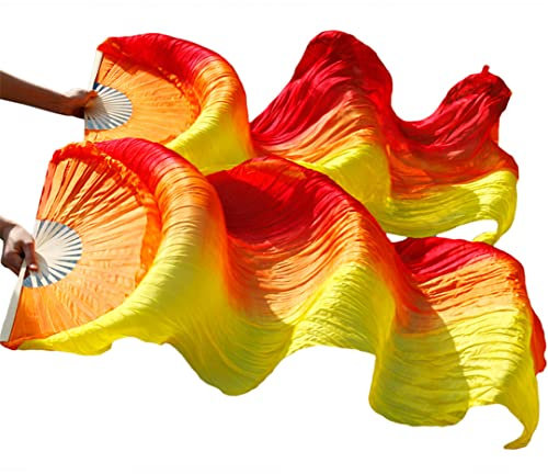 RWRAPS Silky Belly Dance Veil Belly Fan Chinese Silky Fans Handmade Dyed Silky Dance Fan (19 tw)