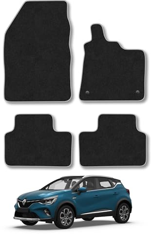 Renault Captur (2020+) Carpet Car Mats | Grey Edge Trim Tailored Fit Floor Mats Full Coverage Protection Accessories Easy Clean Anti Slip Made in the UK