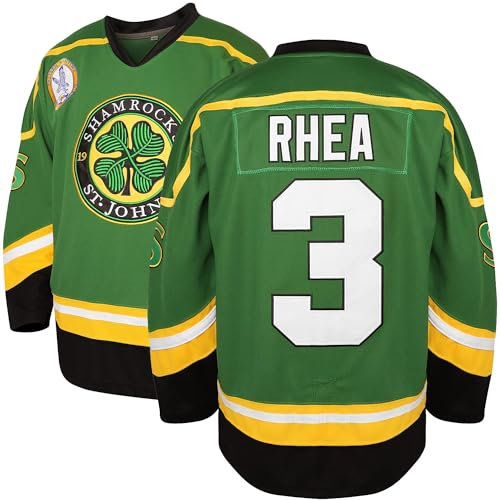 Ross The Boss #3 Rhea Hockey Jersey St John's Shamrocks Eishockey Shirts mit EMHL Patch, Grün , XXL