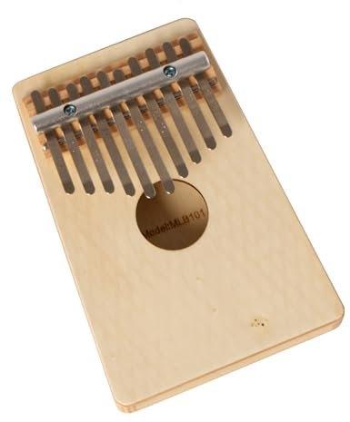 Fame FK-2 Kalimba 10 Noten, Solid Wood, C-Dur Stimmung, Hochwertiger Federstahl, Inklusive Samtbeutel, Mikrofasertuch, Stimmschlüssel, Klarlackiertes Finish, Naturfarben