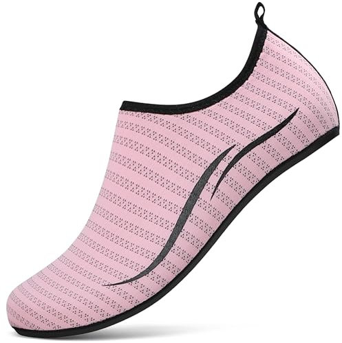 RUOMU Scarpe Scoglio Donna Scarpette per Scogli Scarpe per Mare Water Shoes Antiscivolo Scarpe Spiaggia Scarpe Acquatiche per Sport Acquatici Parco Acquatico.(Rosa Chiaro,36 EU)