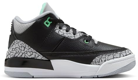 Jordan Little Kid's 3 Retro Black/Green Glow-Wolf Grey (DM0966 031), Negro/Verde Glow-Wolf Grey, 3 Little Kid