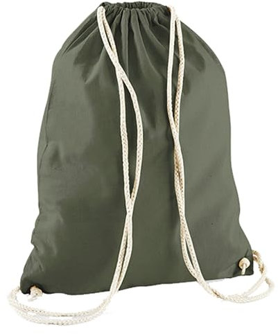 Veproli Baumwoll Turnbeutel Sportbeutel Zuziehbeutel Gymsack Sack Jute Schule Rucksack (Olive)