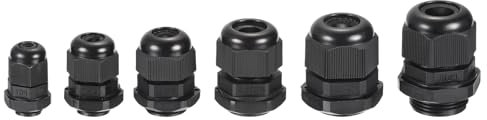 sourcing map 50 Pcs Cable Gland Kit PG7 PG9 PG11 PG13.5 PG16 PG19 Adjustable Cable Connectors,Waterproof Tight Conduit Connector Plastic Conduit Fitting Electrical Conduit Fitting,Black