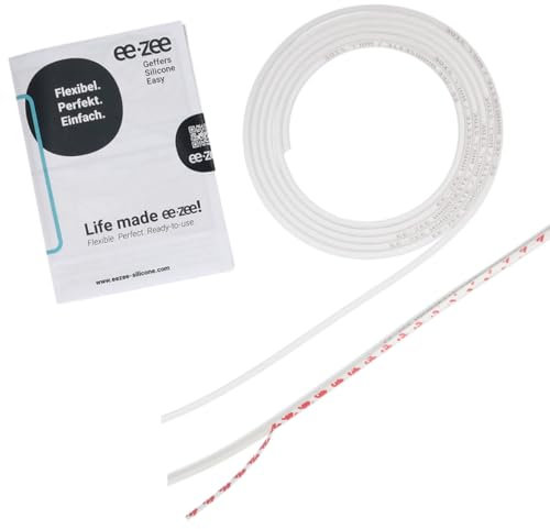 eezee Silicone Fugenband 1300 mm - Fertigfuge für Waschtisch, WC u.v.m. - werkzeugfreie Montage - Silikonfuge