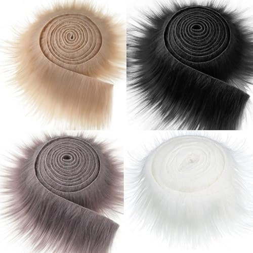 Fuzzy Fabric 4pcs Therian Maske DIY Kit Faux Fuzzy Fabric 2x0.6 Pelzige Stoff für Halloween -Maske, die leicht zu schneiden sind, Furr -Fuzzy -Stoff, Faux Furr für DIY Gear Masquerade Cosplay