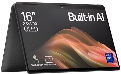 HP Spectre x360 16-aa0501na 16 2-in-1 Laptop | 2.8K 120Hz OLED Touchscreen Display | Intel Core Ultra 7 155H | 16GB LPDDR5x 6400MHz RAM | 1TB M.2 NVMe PCIe Gen4 SSD | Windows 11 | Black