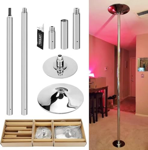 GLDWEY Profi Tanzstange 45 mm Pole Dance Stange Strip Stange statisch spinnend Pole Dance Stange höhenverstellbar Ink bis 200kg für Club, Party, Kneipe, Haus(Size:2.25-2.75m)