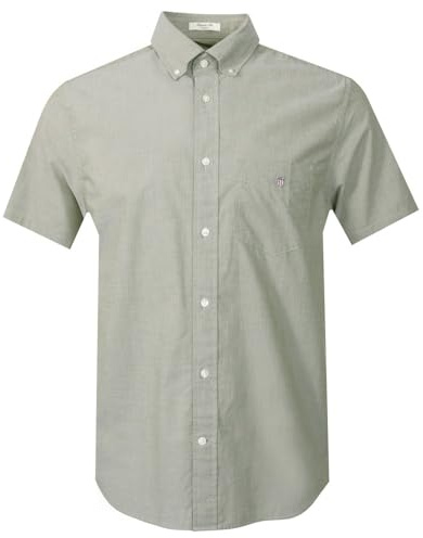 GANT Men's Reg Classic Poplin SS Shirt, Green (Moss Green), XXL