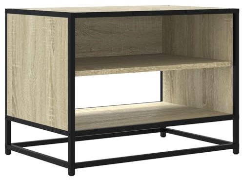 vidaXL Meuble TV chêne Sonoma 61x40x46 cm Bois d'ingénierie et métal, Banc TV, Meuble HiFi, Centre de Divertissement, Buffet TV, Meuble multimédia