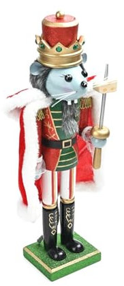 Perfeclan Nussknacker-Figur „König der Mäuse“, Skulptur, Sammlerstück, Nussknacker aus Holz, Weihnachtsdekoration für die Szenengestaltung, Geburtstag,