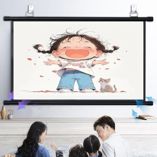 COKYIS Schermo da Proiezione HD Soffitto Schermo di Proiezione Avvolgibile 30 40 50 60 72Pollici Telo da Videoproiettore A Scomparsa per Home Theater(50inch 16:9)