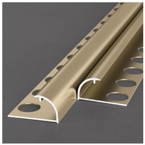 XYUERU Tile Trim Strips,Aluminum Alloy Tile Rail,Flooring Transition Strips,Long 250cm Joint Profile for Laminate with A Border Height of 10.5-12.5mm(Gold,10mm)